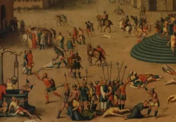 Workshop of Antoine Caron, Massacre Ordered by the Triumvirs, 17. Jh., Ölgemälde auf Holz, gerahmt