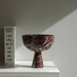 XL Rosso Levanto Marmorschale mit Sockel von Kiwano Concept