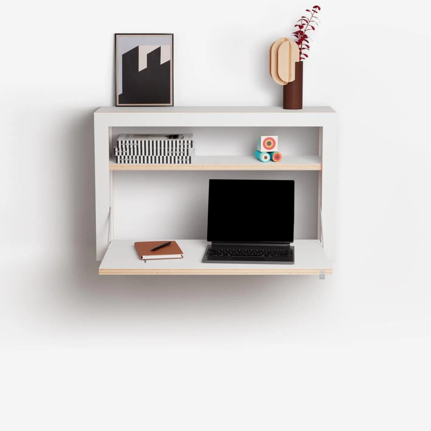 80x50x20 Klappbarer Wandschreibtisch mit Stauraum von Ambivalenz