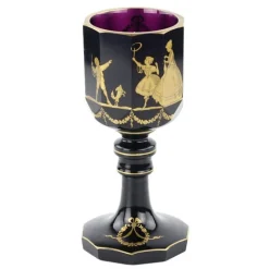Zehneckiges Violettes Kristallglas mit Goldverzierung, 1810