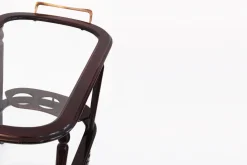 Zweistufiger Vintage Servierwagen aus Lackiertem Holz & Glas mit Messingdetails, 1940