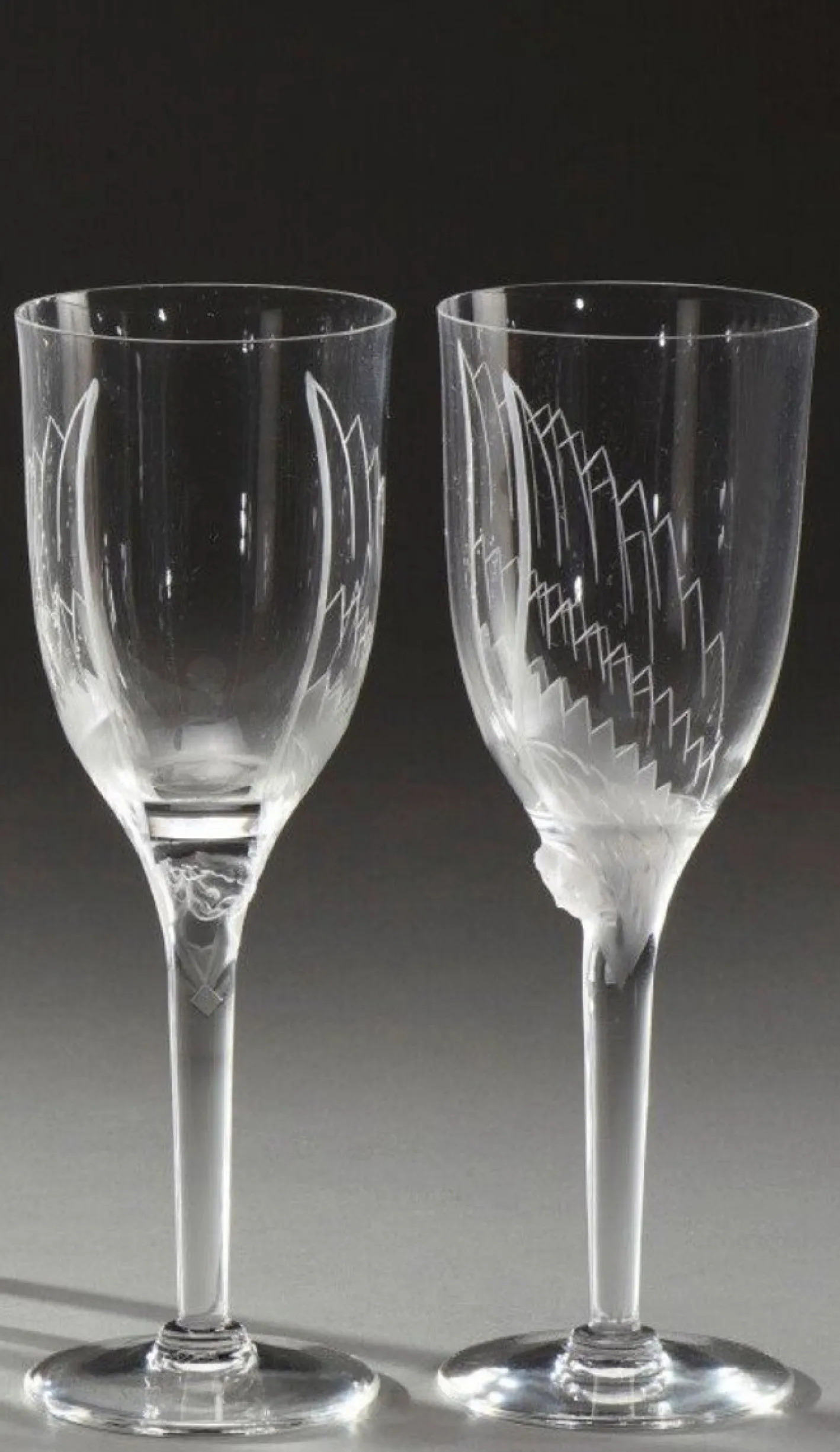 Zwölf Engel Champagnergläser von Marc Lalique, 1948, 12 Set