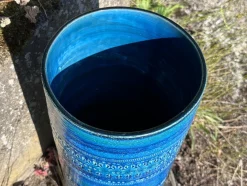 Zylindrische Rimini Blue Keramikvase von Bitossi, Italien 1960er